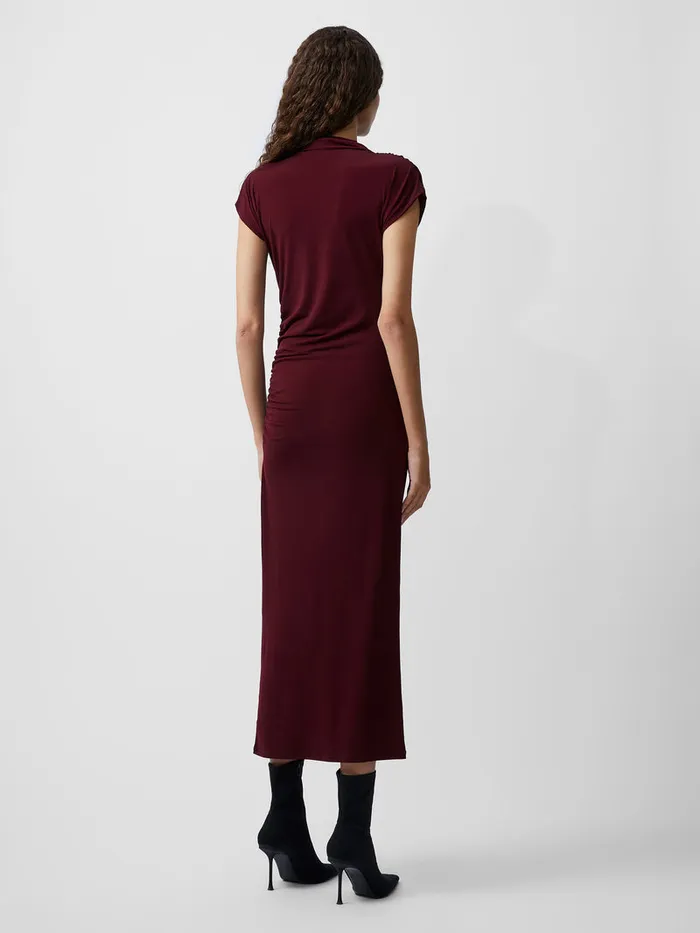 Woman Dresses French Connection Draped Samira Mock Neck Dress Burgundy Red Woman Dresses French Connection Draped Samira Mock Neck Dress Burgundy Red