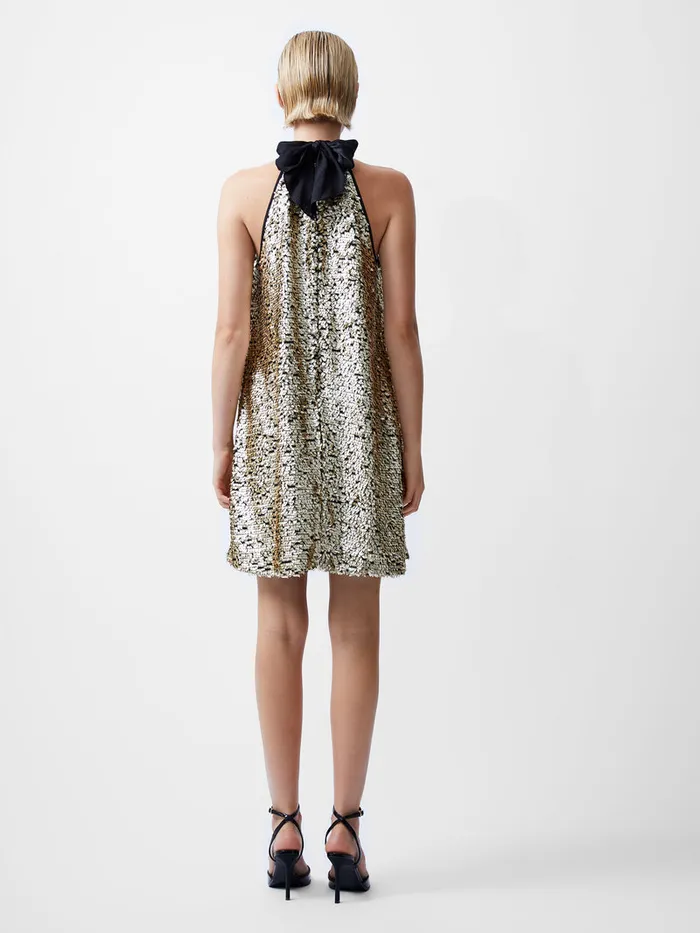 Woman Dresses French Connection Elah Sequin Halterneck Mini Dress Metallic Gold Woman Dresses French Connection Elah Sequin Halterneck Mini Dress Metallic Gold
