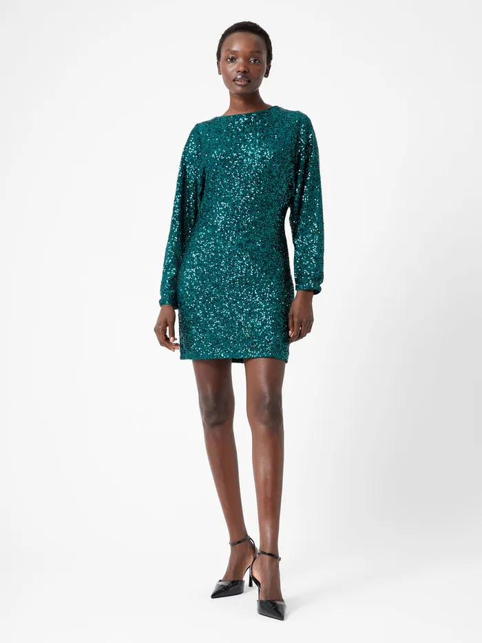 Woman Dresses French Connection Elena Sequin Bow Back Mini Dress Forest