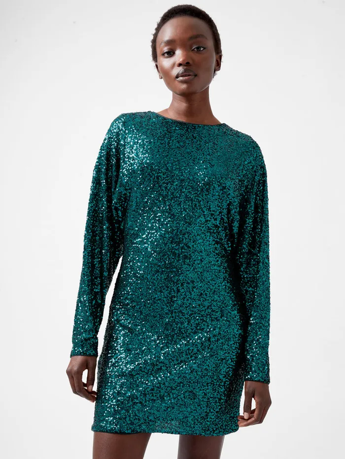 Woman Dresses French Connection Elena Sequin Bow Back Mini Dress Forest