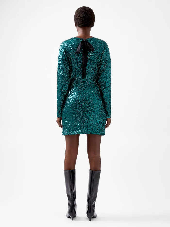 Woman Dresses French Connection Elena Sequin Bow Back Mini Dress Forest