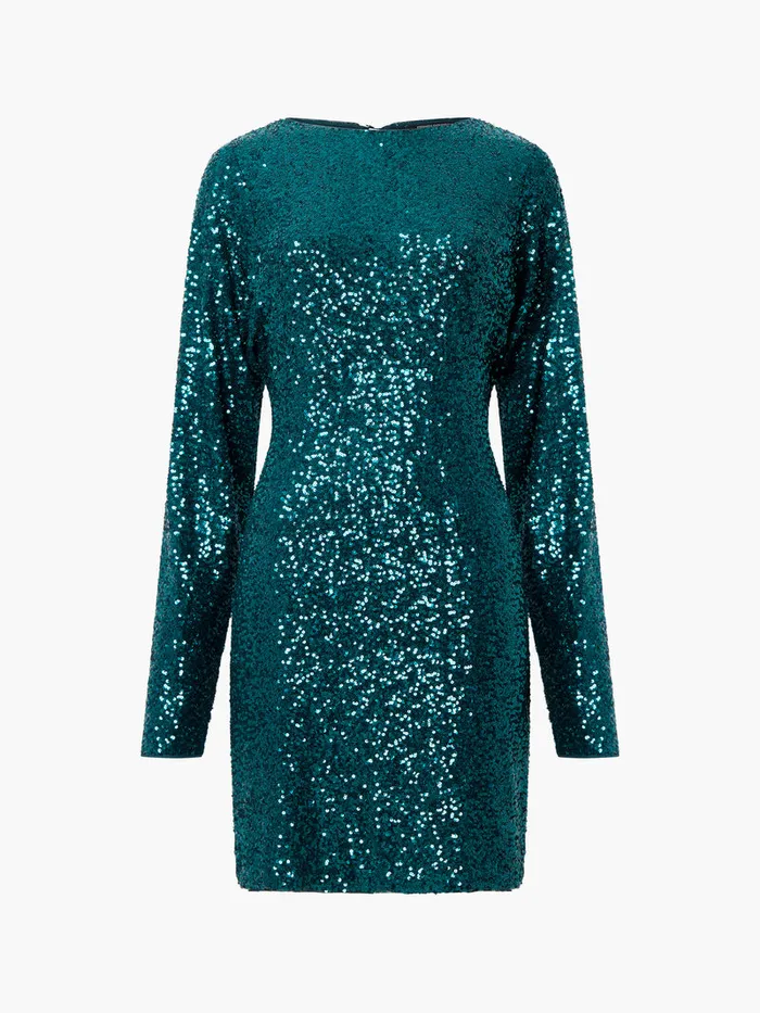 Woman Dresses French Connection Elena Sequin Bow Back Mini Dress Forest