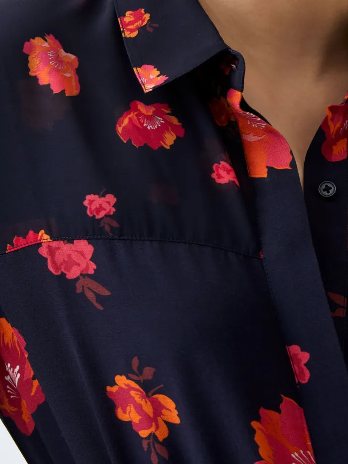 Woman Dresses French Connection Ella Eco Rose Long Sleeve Shirt Dress Marine Multi Woman Dresses French Connection Ella Eco Rose Long Sleeve Shirt Dress Marine Multi