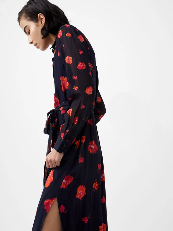 Woman Dresses French Connection Ella Eco Rose Long Sleeve Shirt Dress Marine Multi Woman Dresses French Connection Ella Eco Rose Long Sleeve Shirt Dress Marine Multi