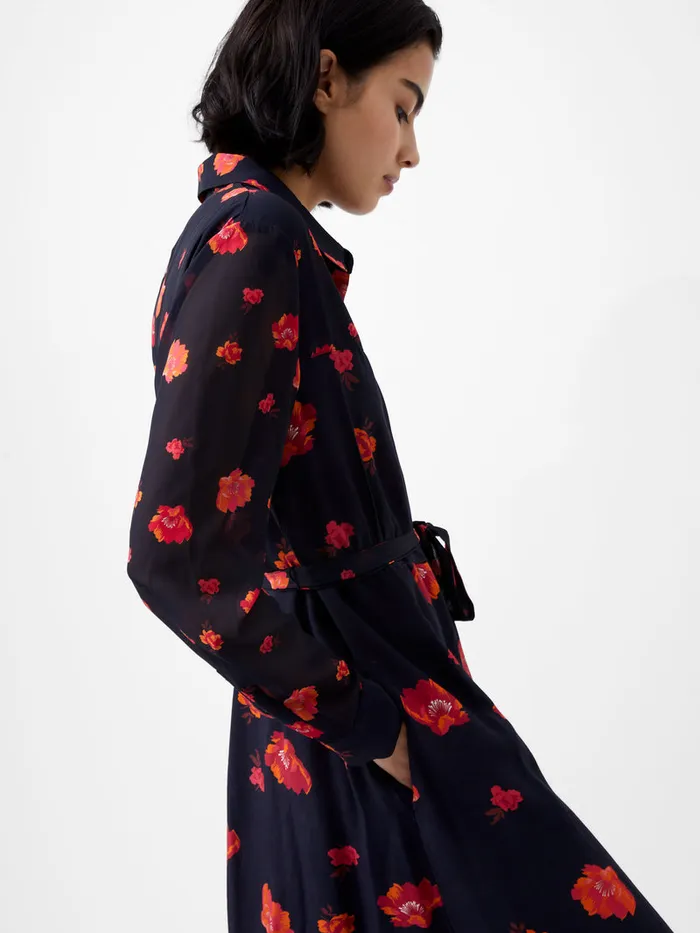 Woman Dresses French Connection Ella Eco Rose Long Sleeve Shirt Dress Marine Multi Woman Dresses French Connection Ella Eco Rose Long Sleeve Shirt Dress Marine Multi