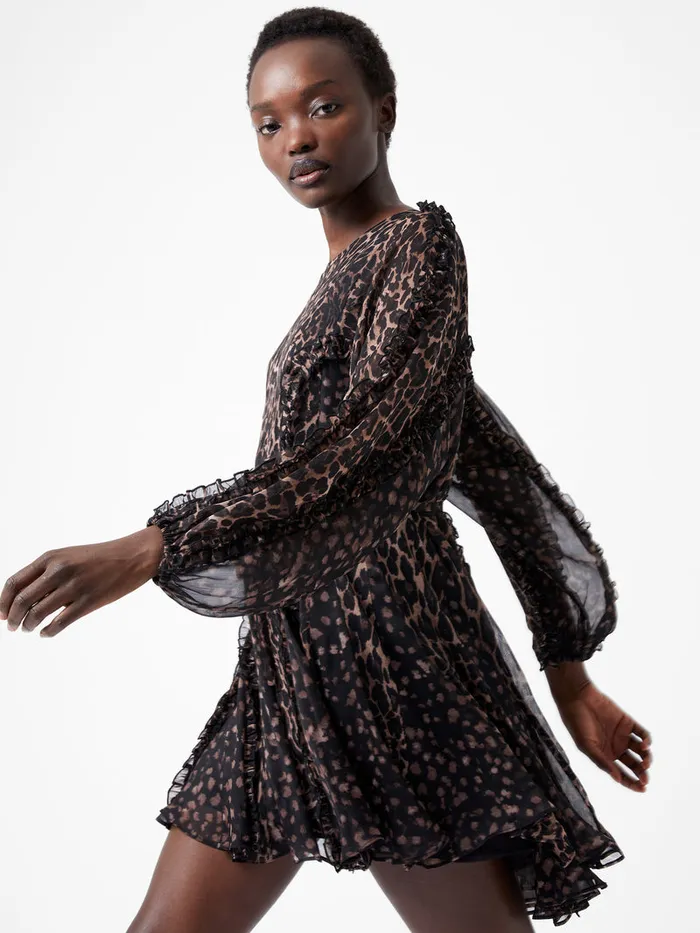 Woman Dresses French Connection Emina Chiffon Leopard Print Long Sleeve Mini Dress Leopard Woman Dresses French Connection Emina Chiffon Leopard Print Long Sleeve Mini Dress Leopard
