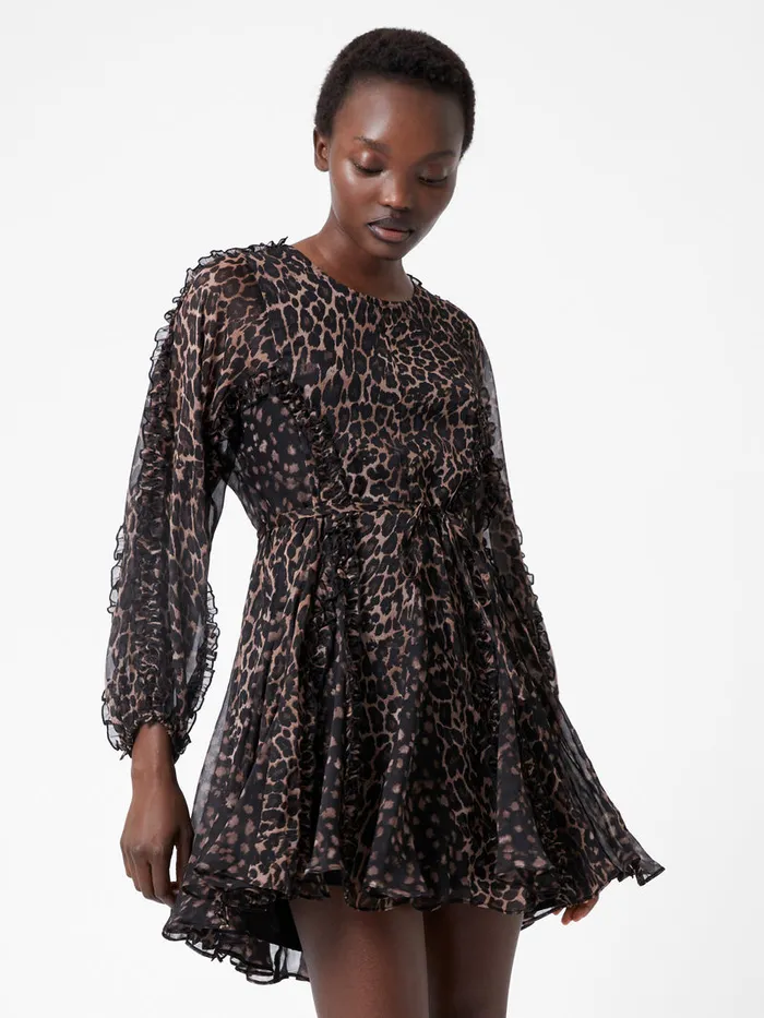Woman Dresses French Connection Emina Chiffon Leopard Print Long Sleeve Mini Dress Leopard Woman Dresses French Connection Emina Chiffon Leopard Print Long Sleeve Mini Dress Leopard