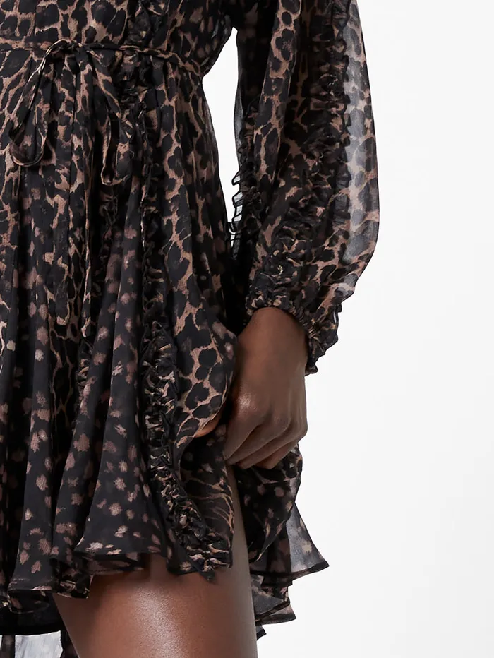 Woman Dresses French Connection Emina Chiffon Leopard Print Long Sleeve Mini Dress Leopard Woman Dresses French Connection Emina Chiffon Leopard Print Long Sleeve Mini Dress Leopard