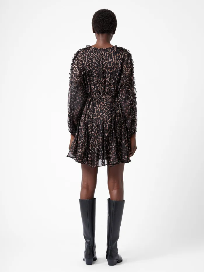 Woman Dresses French Connection Emina Chiffon Leopard Print Long Sleeve Mini Dress Leopard Woman Dresses French Connection Emina Chiffon Leopard Print Long Sleeve Mini Dress Leopard