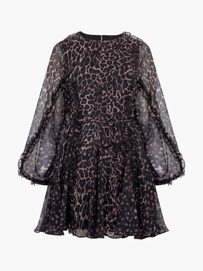 Woman Dresses French Connection Emina Chiffon Leopard Print Long Sleeve Mini Dress Leopard Woman Dresses French Connection Emina Chiffon Leopard Print Long Sleeve Mini Dress Leopard