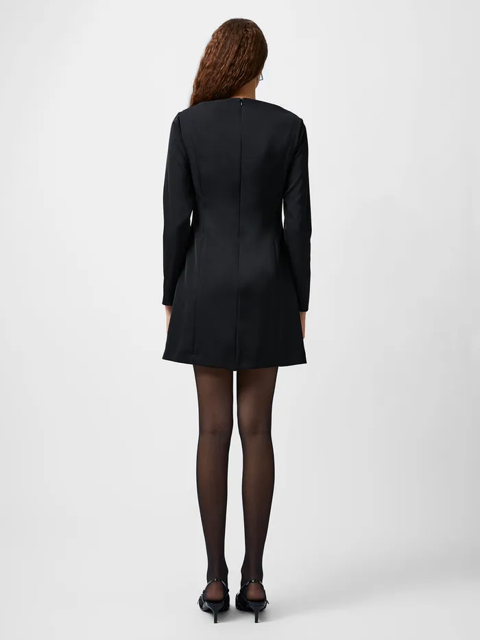 Woman Dresses French Connection Fenix Satin Bow Long Sleeve Mini Dress Blackout Woman Dresses French Connection Fenix Satin Bow Long Sleeve Mini Dress Blackout