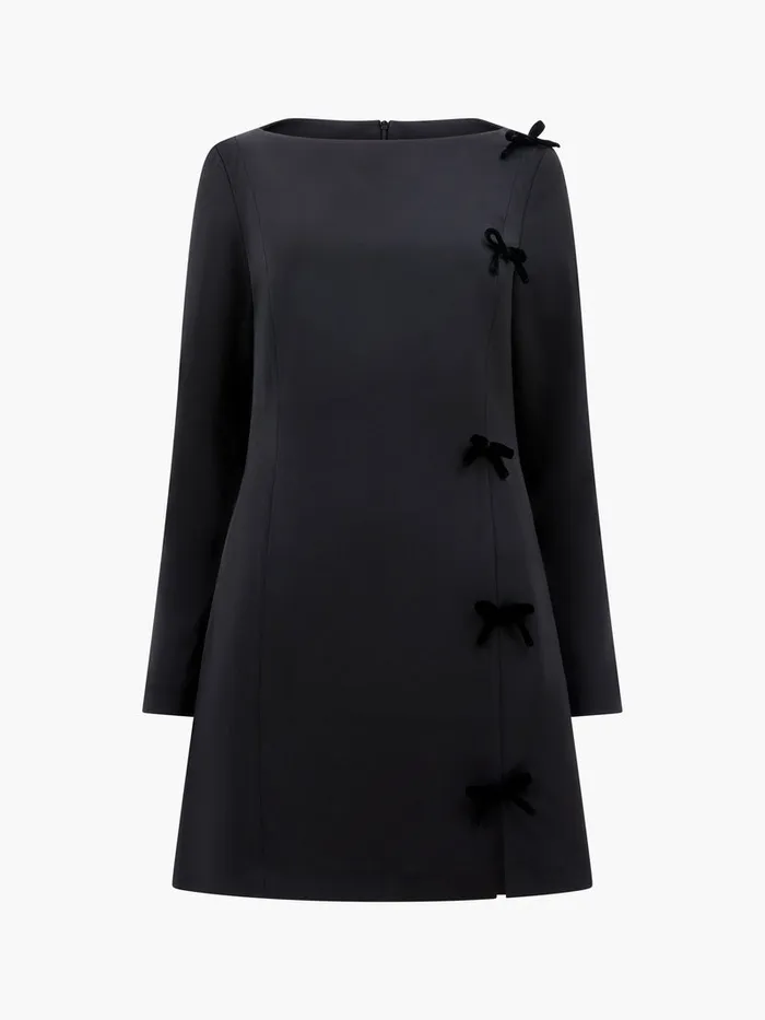 Woman Dresses French Connection Fenix Satin Bow Long Sleeve Mini Dress Blackout Woman Dresses French Connection Fenix Satin Bow Long Sleeve Mini Dress Blackout