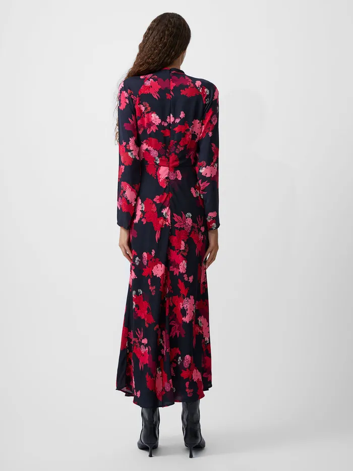 Woman Dresses French Connection Foliage Chiara Tie Knot Neck Dress Blackout Multi Woman Dresses French Connection Foliage Chiara Tie Knot Neck Dress Blackout Multi