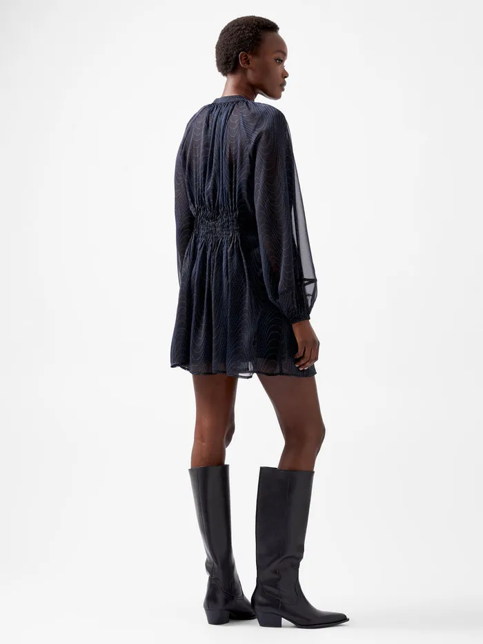 Woman Dresses French Connection Grace Artemis Long Sleeve Ruffle Mini Dress Blackoutchrome Blue Woman Dresses French Connection Grace Artemis Long Sleeve Ruffle Mini Dress Blackoutchrome Blue