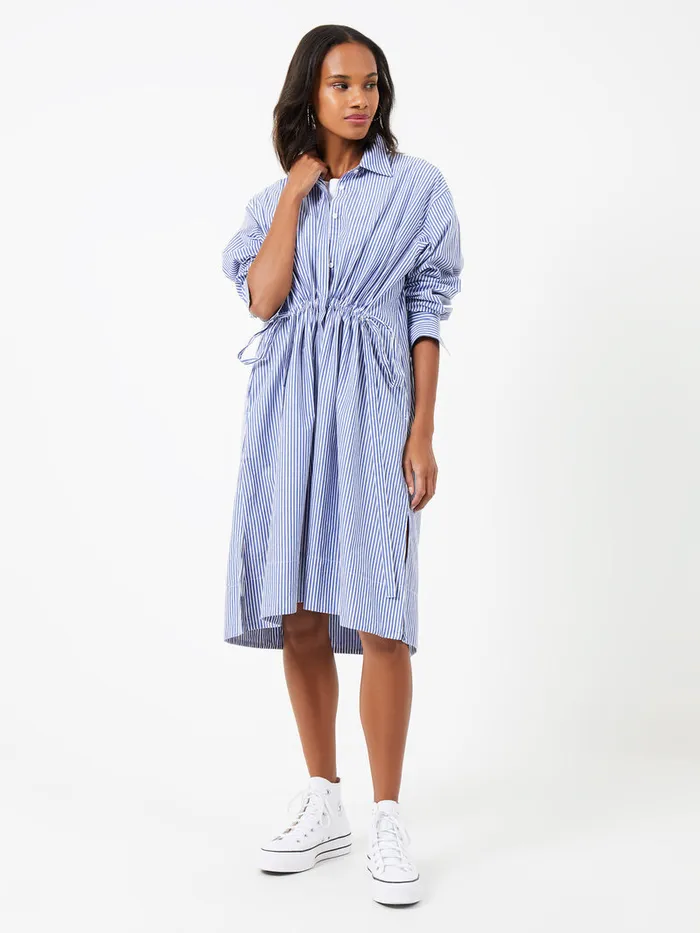 Woman Dresses French Connection Rhodes Stripe Poplin Shirt Dress Linen Whitemarine Woman Dresses French Connection Rhodes Stripe Poplin Shirt Dress Linen Whitemarine