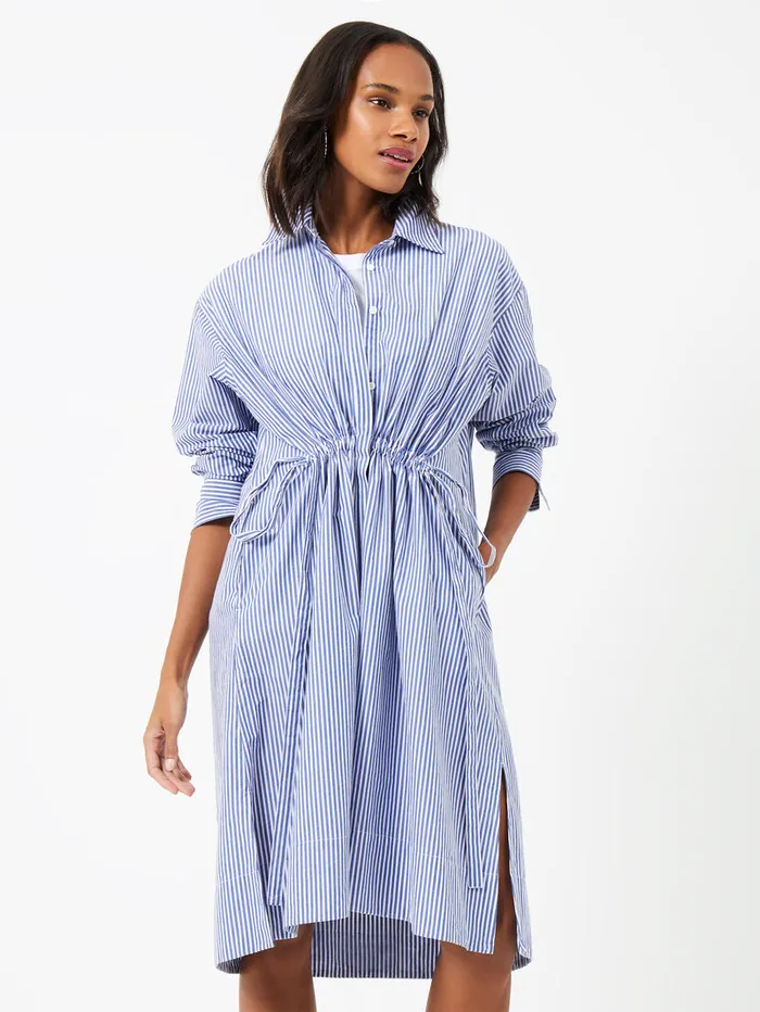 Woman Dresses French Connection Rhodes Stripe Poplin Shirt Dress Linen Whitemarine Woman Dresses French Connection Rhodes Stripe Poplin Shirt Dress Linen Whitemarine
