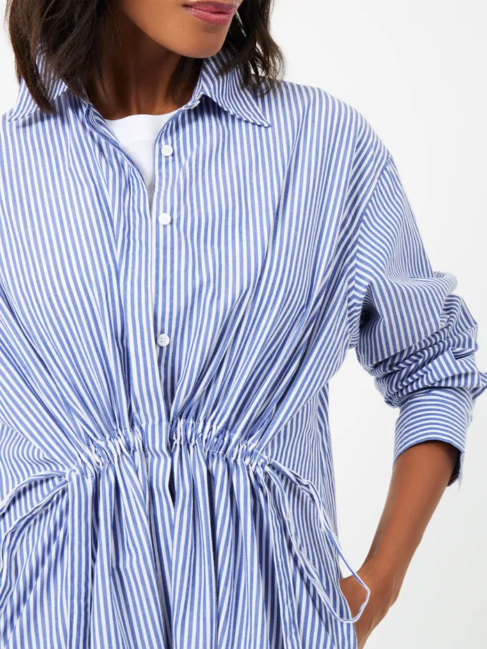 Woman Dresses French Connection Rhodes Stripe Poplin Shirt Dress Linen Whitemarine Woman Dresses French Connection Rhodes Stripe Poplin Shirt Dress Linen Whitemarine