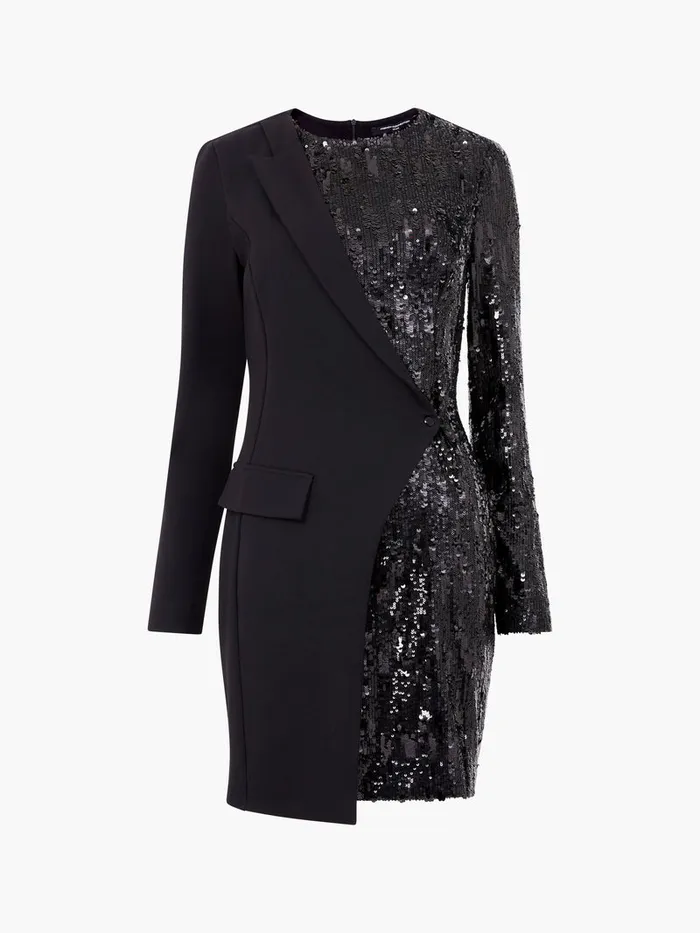 Woman Dresses French Connection Xia Ponte Sequin Jersey Blazer Mini Dress Blackout Woman Dresses French Connection Xia Ponte Sequin Jersey Blazer Mini Dress Blackout