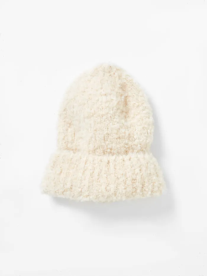 Woman Hats French Connection Melissa Recycled Boucle Double Brim Beanie Ecru