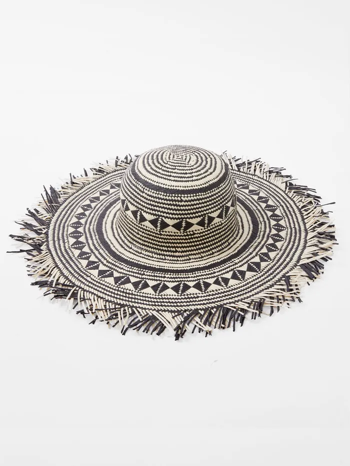 Woman Hats French Connection Straw Beach Hat Blackcream