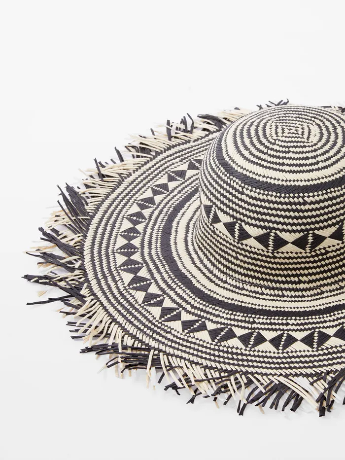 Woman Hats French Connection Straw Beach Hat Blackcream