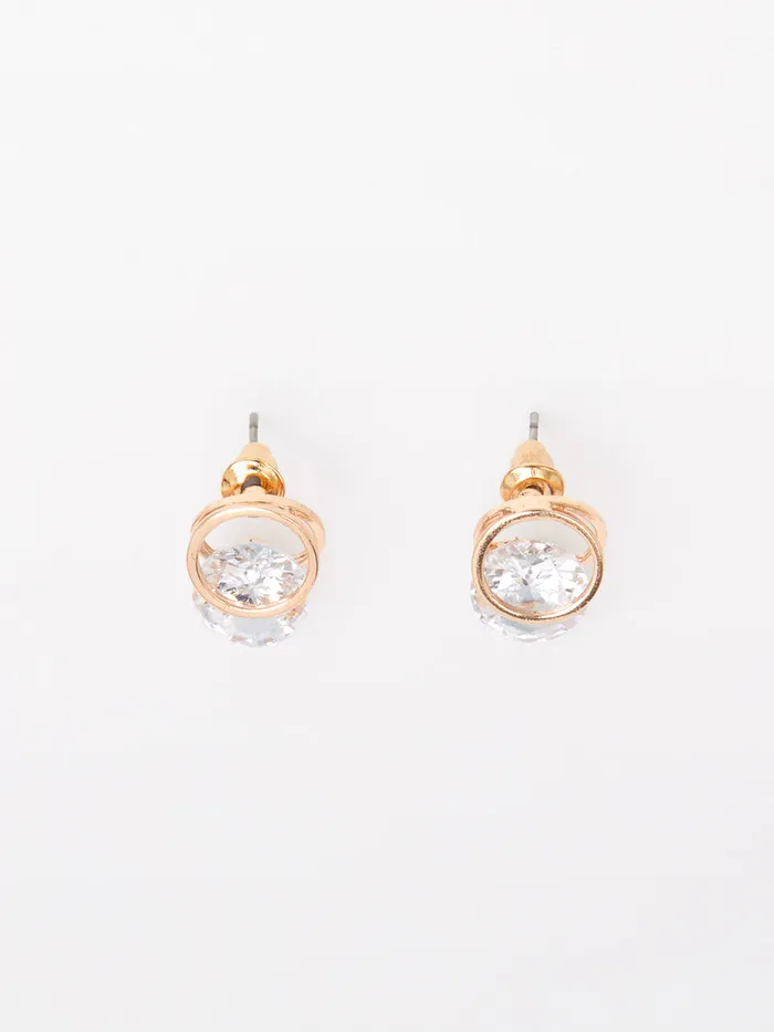 Woman Jewellery French Connection Diamante Huggie Stud Earrings Gold