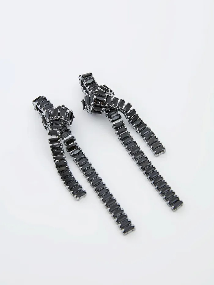 Woman Jewellery French Connection Elongated Knot Earrings Black