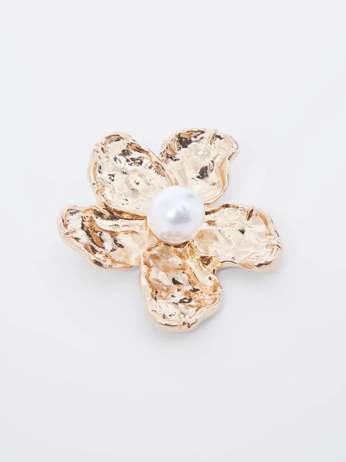 Woman Jewellery French Connection Faux Pearl Detail Flower Brooch Gold