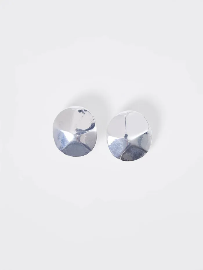 Woman Jewellery French Connection Hammered Circular Disc Stud Earrings Silver