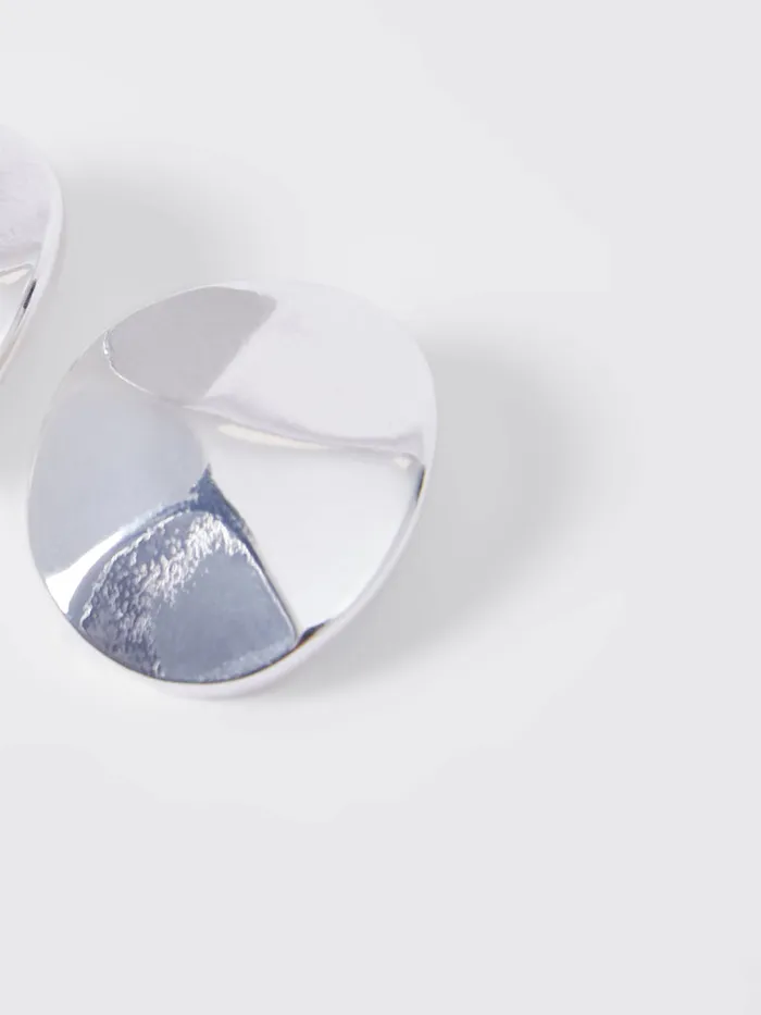 Woman Jewellery French Connection Hammered Circular Disc Stud Earrings Silver