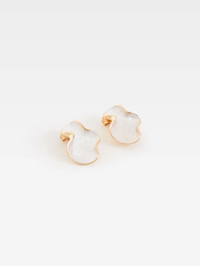 Woman Jewellery French Connection Irregular Oval Earrings Whitegold