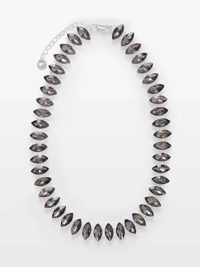 Woman Jewellery French Connection Oval Crystal Necklace Blacksilver