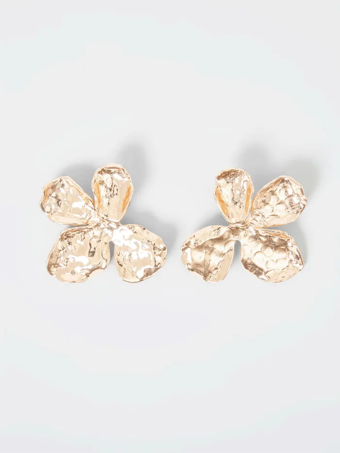 Woman Jewellery French Connection Oversized Hammered Flower Stud Earrings Gold