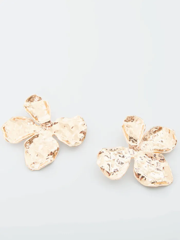 Woman Jewellery French Connection Oversized Hammered Flower Stud Earrings Gold