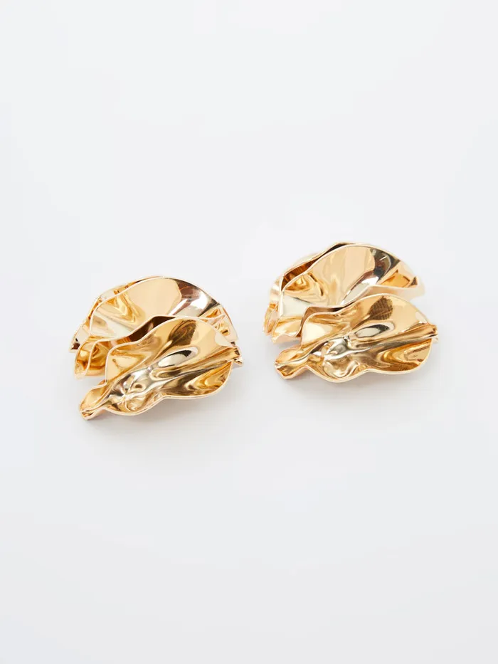 Woman Jewellery French Connection Ruched Oversized Stud Earrings Gold