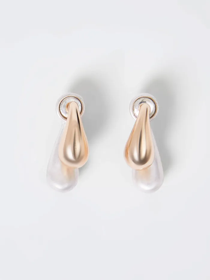 Woman Jewellery French Connection Small Double TwoTone Teardrop Earrings Silvergold