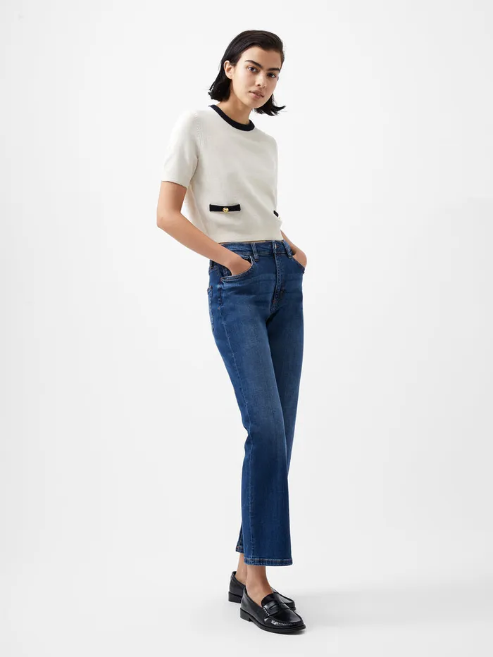 Woman Jumpers and Cardigans French Connection Babysoft Short Sleeve Top Classic Creammarine Woman Jumpers and Cardigans French Connection Babysoft Short Sleeve Top Classic Creammarine