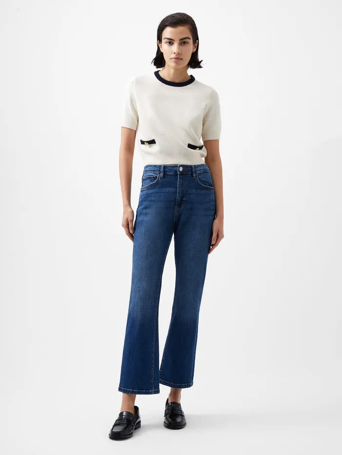 Woman Jumpers and Cardigans French Connection Babysoft Short Sleeve Top Classic Creammarine Woman Jumpers and Cardigans French Connection Babysoft Short Sleeve Top Classic Creammarine
