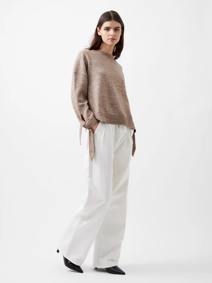 Woman Jumpers and Cardigans French Connection Kezia Recycled Tie Up Sleeve Jumper Taupe Mel Woman Jumpers and Cardigans French Connection Kezia Recycled Tie Up Sleeve Jumper Taupe Mel