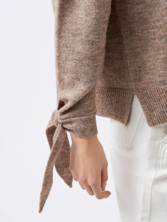 Woman Jumpers and Cardigans French Connection Kezia Recycled Tie Up Sleeve Jumper Taupe Mel Woman Jumpers and Cardigans French Connection Kezia Recycled Tie Up Sleeve Jumper Taupe Mel