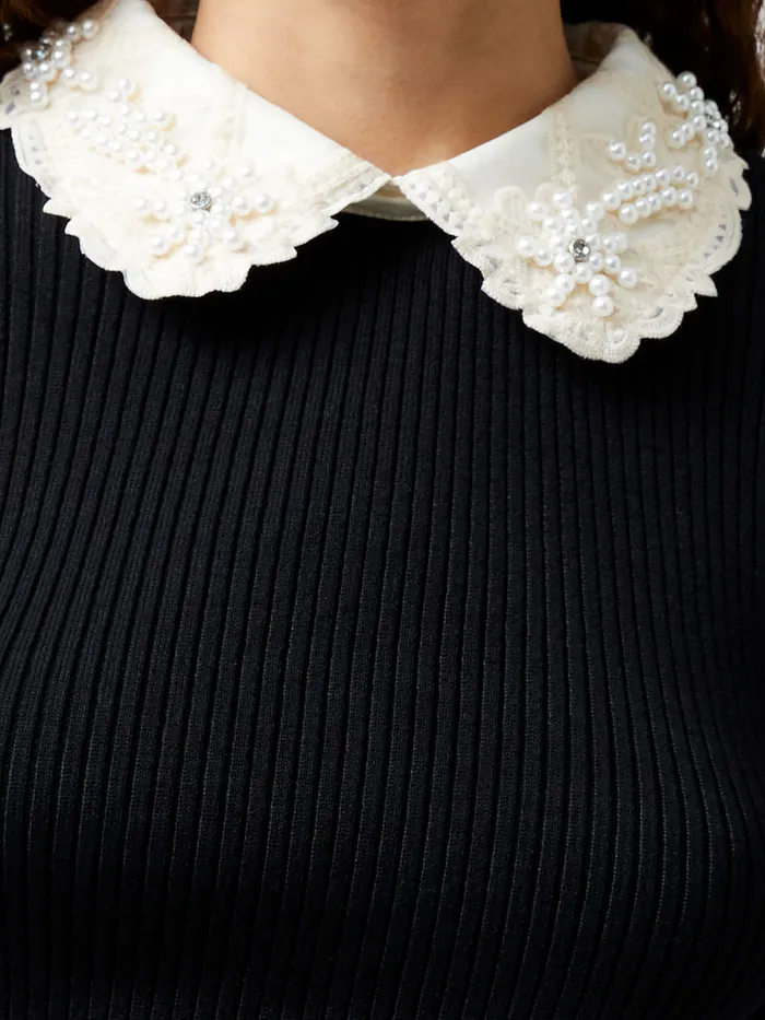 Woman Jumpers and Cardigans French Connection Krista Embellished Knit Top Blackwhite Woman Jumpers and Cardigans French Connection Krista Embellished Knit Top Blackwhite