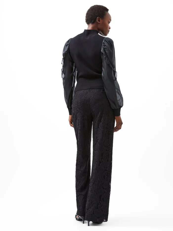 Woman Jumpers and Cardigans French Connection Krista Organza Puff Sleeve Top Blackout Woman Jumpers and Cardigans French Connection Krista Organza Puff Sleeve Top Blackout