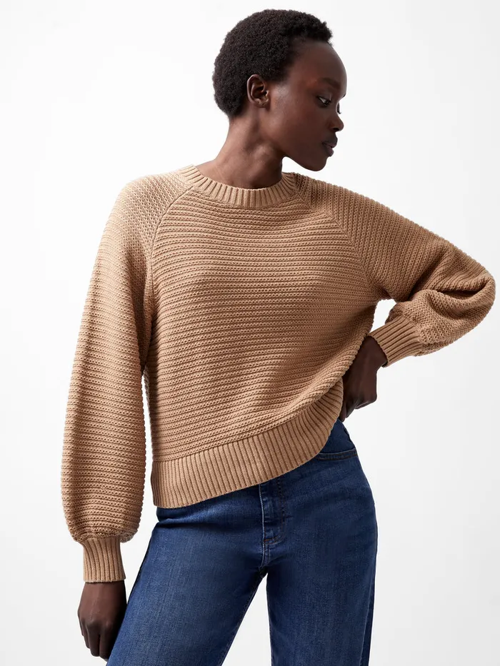 Woman Jumpers and Cardigans French Connection Lily Mozart Bishop Sleeve Jumper Camel Mel Light Woman Jumpers and Cardigans French Connection Lily Mozart Bishop Sleeve Jumper Camel Mel Light