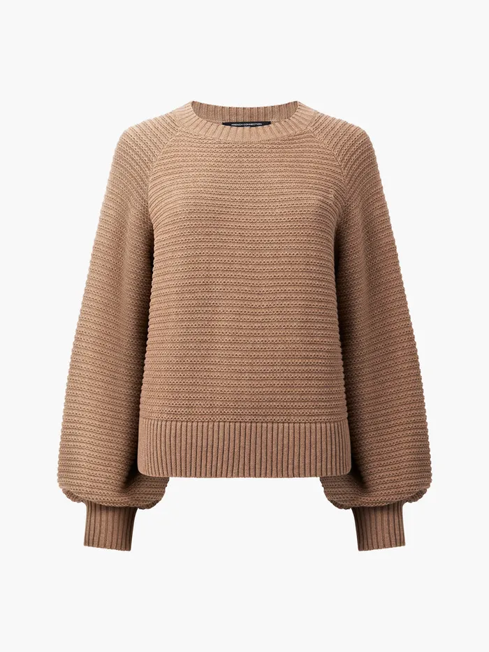 Woman Jumpers and Cardigans French Connection Lily Mozart Bishop Sleeve Jumper Camel Mel Light Woman Jumpers and Cardigans French Connection Lily Mozart Bishop Sleeve Jumper Camel Mel Light
