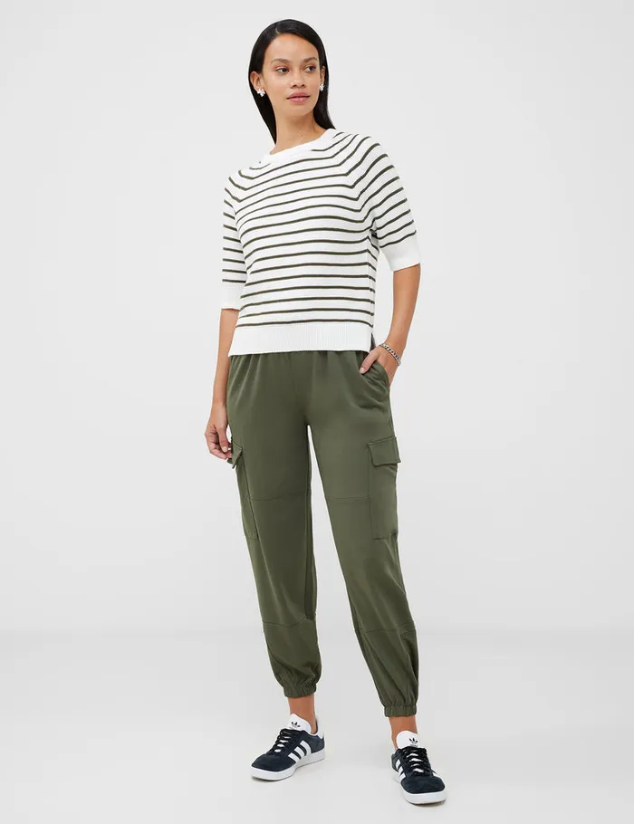 Woman Jumpers and Cardigans French Connection Lily Mozart Stripe Short Sleeve Jumper Su Whiteolive Night Woman Jumpers and Cardigans French Connection Lily Mozart Stripe Short Sleeve Jumper Su Whiteolive Night
