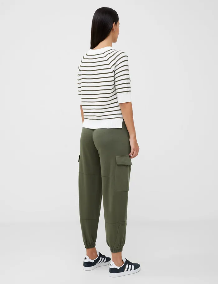 Woman Jumpers and Cardigans French Connection Lily Mozart Stripe Short Sleeve Jumper Su Whiteolive Night