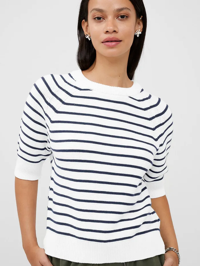 Woman Jumpers and Cardigans French Connection Lily Mozart Stripe Short Sleeve Jumper Summer Whiteutility Woman Jumpers and Cardigans French Connection Lily Mozart Stripe Short Sleeve Jumper Summer Whiteutility