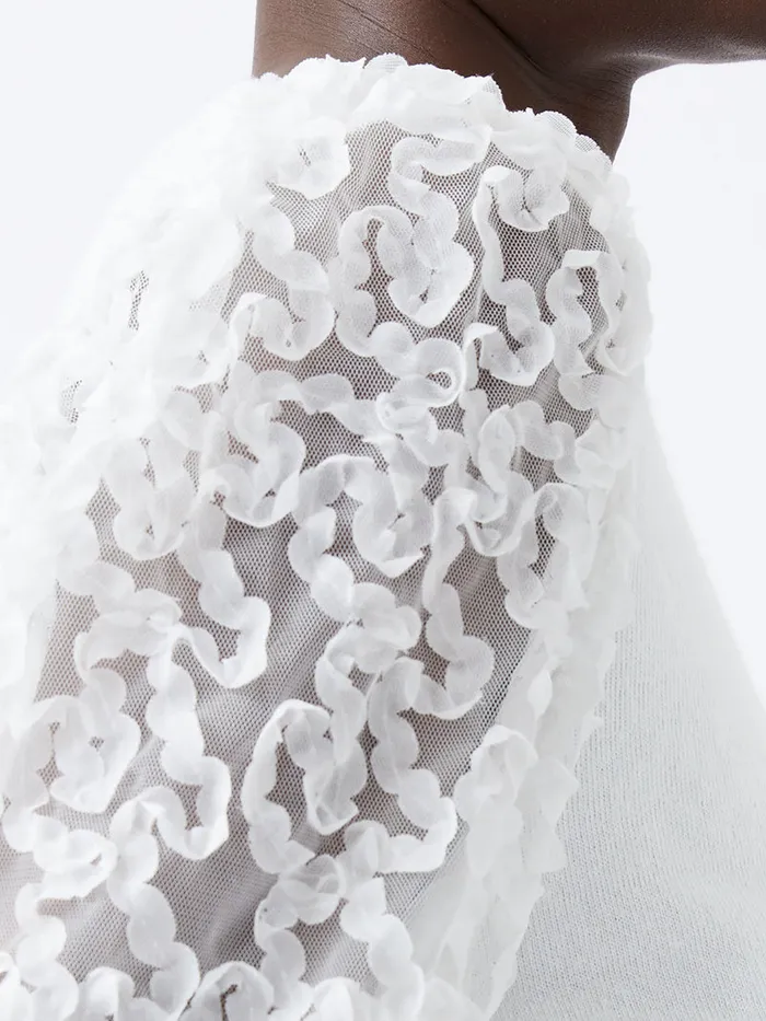 Woman Jumpers and Cardigans French Connection Luvy Embroidered Mesh Sleeve Jumper Winter White Woman Jumpers and Cardigans French Connection Luvy Embroidered Mesh Sleeve Jumper Winter White
