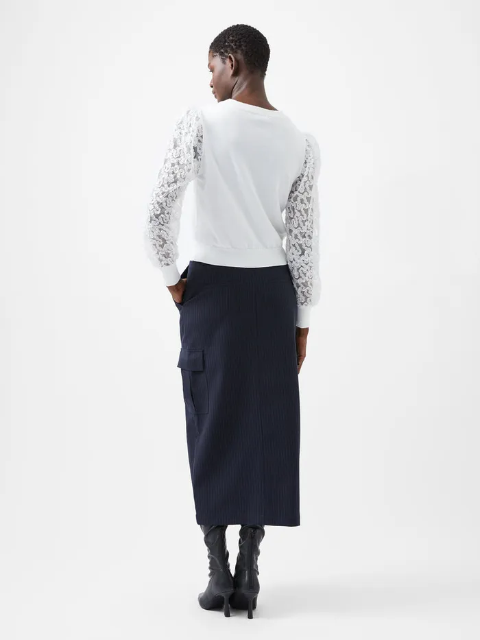 Woman Jumpers and Cardigans French Connection Luvy Embroidered Mesh Sleeve Jumper Winter White Woman Jumpers and Cardigans French Connection Luvy Embroidered Mesh Sleeve Jumper Winter White
