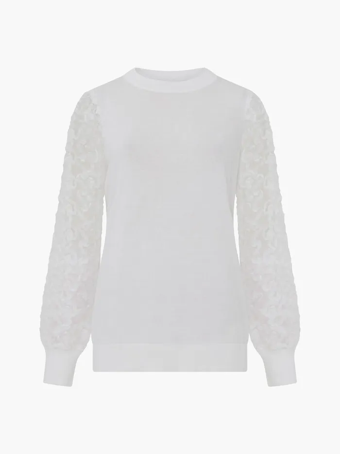 Woman Jumpers and Cardigans French Connection Luvy Embroidered Mesh Sleeve Jumper Winter White Woman Jumpers and Cardigans French Connection Luvy Embroidered Mesh Sleeve Jumper Winter White